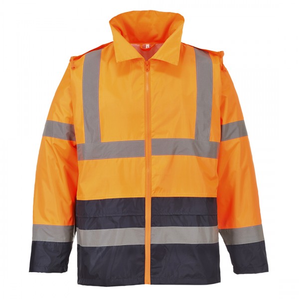 Klassische Kontrast Warnschutz-Regenjacke